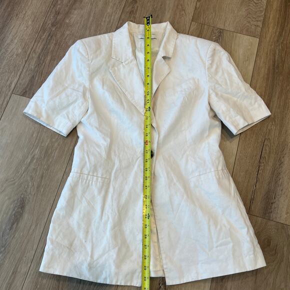 EUDON CHOI Women's Short Sleeve Linen Blazer Size 10 In Off-White - Picture 8 of 11